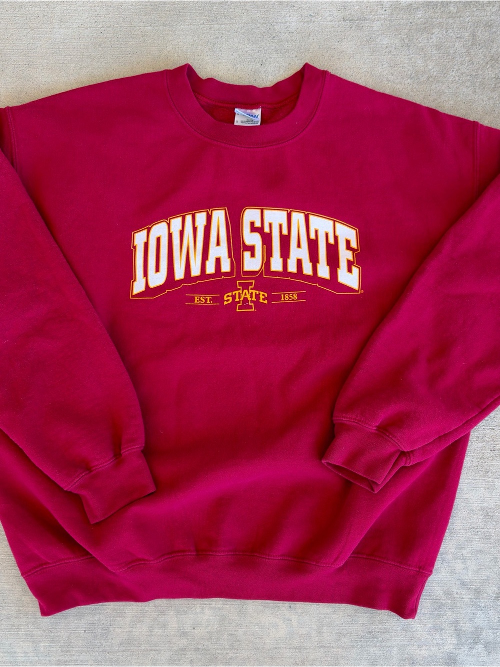 Gildan Red Iowa State Crewneck Sweatshirt